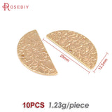 10PCS 18K Brass Half Round Shape Charms Pendants for Jewelry Making