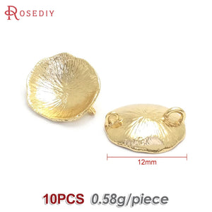 10PCS 18K Brass Lotus Leaf Charms Pendants DIY Jewelry Making for Women