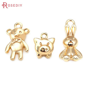 10PCS 18K Brass Animal Charms Pendants for Jewelry Making