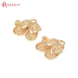 10PCS 18K Brass Slippers Charms Pendants for Jewelry Making