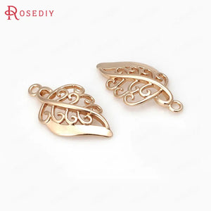 10PCS 18K Brass Tree Leaf Charms Pendants for Jewelry Making