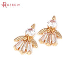 10PCS 18K Brass Zircon Angel Charms Pendants for Jewelry Making