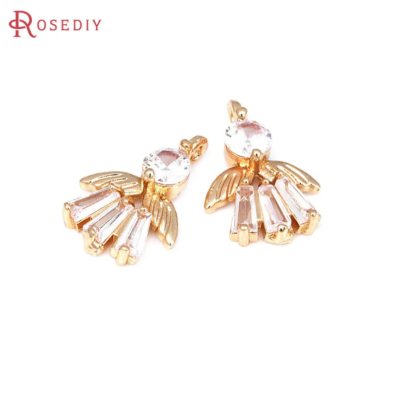 10PCS 18K Brass Zircon Angel Charms Pendants for Jewelry Making