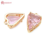 10PCS 18K Brass Glass Heart Charms Jewelry Making Necklace Earrings