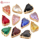 10PCS 18K Brass Glass Heart Charms Jewelry Making Necklace Earrings