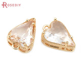 10PCS 18K Brass Glass Heart Charms Jewelry Making Necklace Earrings