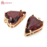 10PCS 18K Brass Glass Heart Charms Jewelry Making Necklace Earrings