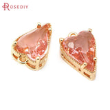 10PCS 18K Brass Glass Heart Charms Jewelry Making Necklace Earrings