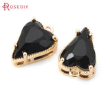 10PCS 18K Brass Glass Heart Charms Jewelry Making Necklace Earrings