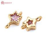 10PCS 18K Brass Zircon Star Charms Pendants DIY Jewelry Making Accessories