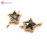 10PCS 18K Brass Zircon Star Charms Pendants DIY Jewelry Making Accessories