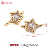 10PCS 18K Brass Zircon Star Charms Pendants DIY Jewelry Making Accessories
