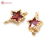 10PCS 18K Brass Zircon Star Charms Pendants DIY Jewelry Making Accessories