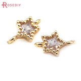 10PCS 18K Brass Zircon Star Charms Pendants DIY Jewelry Making Accessories