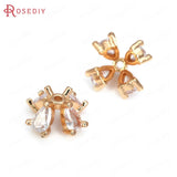 10PCS 18K Brass Zircon Flower Beads Caps DIY Jewelry Making Supplies