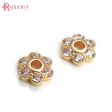 10PCS 18K Brass Zircon Flower Beads Caps DIY Jewelry Making Supplies