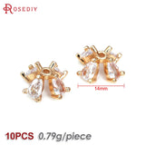 10PCS 18K Brass Zircon Flower Beads Caps DIY Jewelry Making Supplies