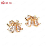 10PCS 18K Brass Zircon Flower Beads Caps DIY Jewelry Making Supplies