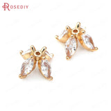 10PCS 18K Brass Zircon Flower Beads Caps DIY Jewelry Making Supplies