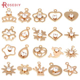 10PCS 18K Brass Zircon Charms Pendants Women DIY Jewelry Earrings Accessories