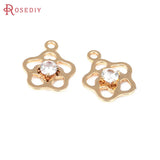 10PCS 18K Brass Zircon Charms Pendants Women DIY Jewelry Earrings Accessories
