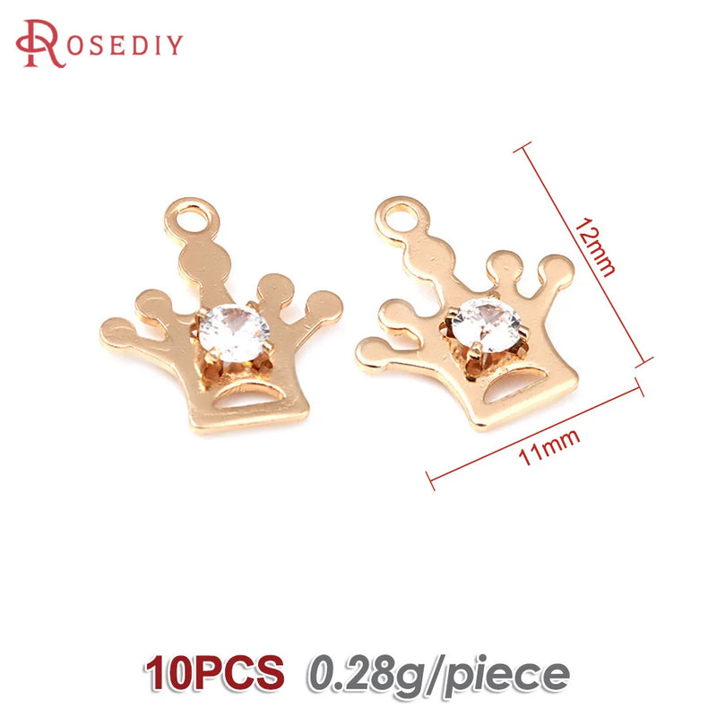 10PCS 18K Brass Zircon Charms Pendants Women DIY Jewelry Earrings Accessories