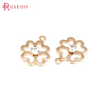 10PCS 18K Brass Zircon Charms Pendants Women DIY Jewelry Earrings Accessories