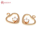 10PCS 18K Brass Zircon Charms Pendants Women DIY Jewelry Earrings Accessories