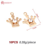 10PCS 18K Brass Zircon Charms Pendants Women DIY Jewelry Earrings Accessories