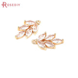 10PCS 18K Brass Zircon Tree Leaf Charms Pendants DIY Jewelry Earrings Accessorie