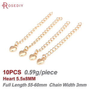 10PCS 18K Necklace Bracelet Extenders with Heart Dolphin Cross Crown