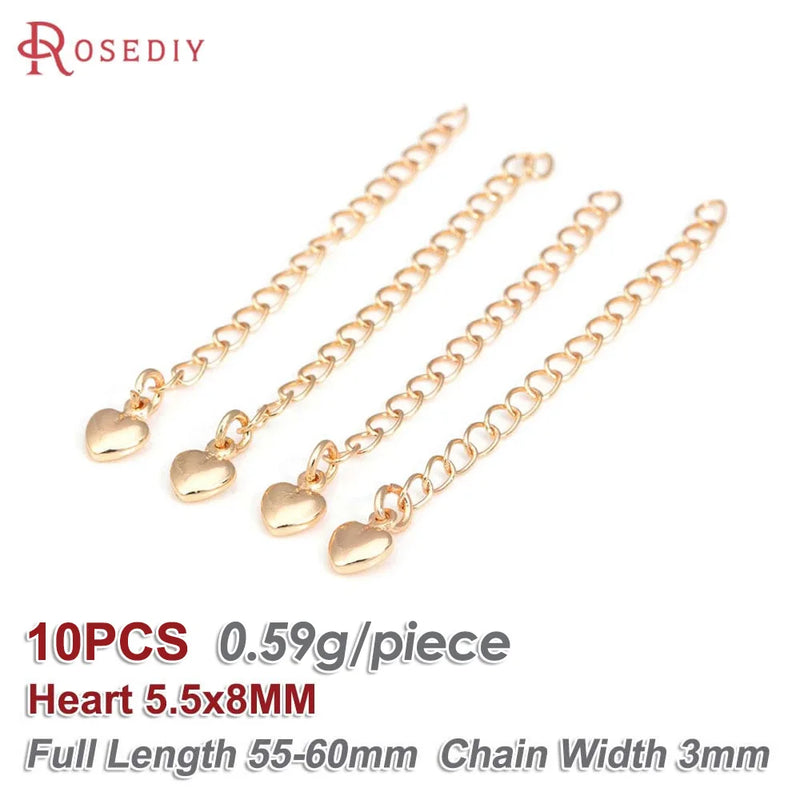 10PCS 18K Necklace Bracelet Extenders with Heart Dolphin Cross Crown