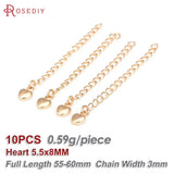 10PCS 18K Necklace Bracelet Extenders with Heart Dolphin Cross Crown