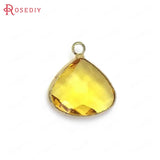 10PCS 18x16MM Champagne Brass & Glass Drop Charms Pendants DIY Jewelry Findings