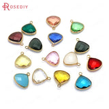 10PCS 18x16MM Champagne Brass & Glass Drop Charms Pendants DIY Jewelry Findings