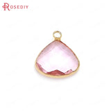 10PCS 18x16MM Champagne Brass & Glass Drop Charms Pendants DIY Jewelry Findings