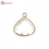 10PCS 18x16MM Champagne Brass & Glass Drop Charms Pendants DIY Jewelry Findings