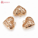 10PCS 18x16MM High Champagne Brass Heart Charms Pendants DIY Jewelry