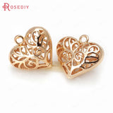 10PCS 18x16MM High Champagne Brass Heart Charms Pendants DIY Jewelry