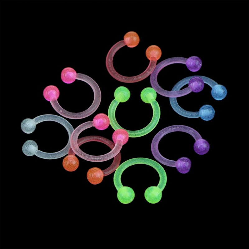 Luminous Acrylic Horseshoe Septum Piercing Nose Lip Ring Ear Smiley