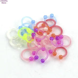 Luminous Acrylic Horseshoe Septum Piercing Nose Lip Ring Ear Smiley