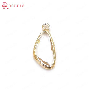 10PCS 23x11MM Champagne Brass Glass Drop Charms Pendants Diy Jewelry