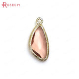10PCS 23x11MM Champagne Brass Glass Drop Charms Pendants Diy Jewelry
