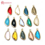 10PCS 23x11MM Champagne Brass Glass Drop Charms Pendants Diy Jewelry
