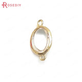 10PCS High Champagne Brass Glass Oval Connect Charms Pendants
