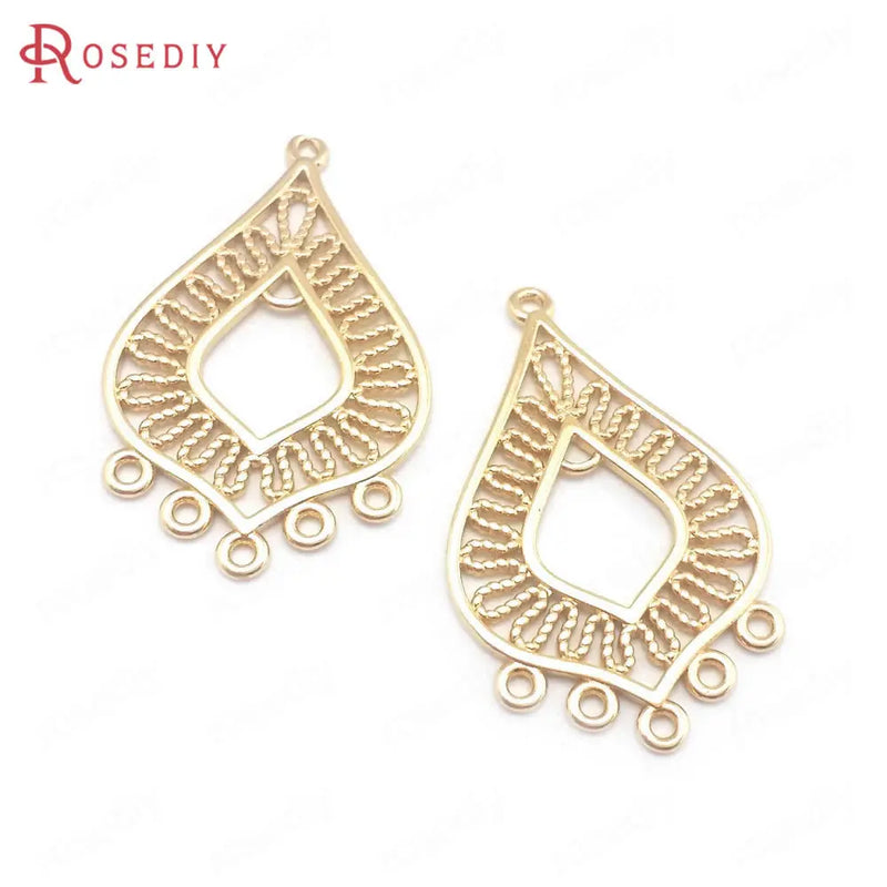 10PCS 24K Brass Earrings Connect Charms Pendants DIY Jewelry Making