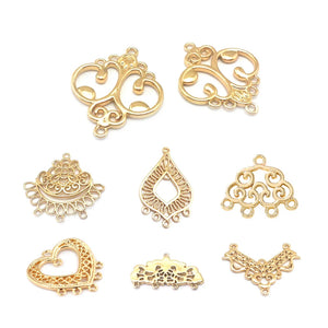 10PCS 24K Brass Earrings Connect Charms Pendants DIY Jewelry Making