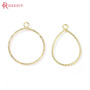 10PCS 24K Brass Twisted Circle Drop Charms Pendants DIY Jewelry Making