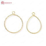 10PCS 24K Brass Twisted Circle Drop Charms Pendants DIY Jewelry Making