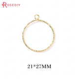 10PCS 24K Brass Twisted Circle Drop Charms Pendants DIY Jewelry Making
